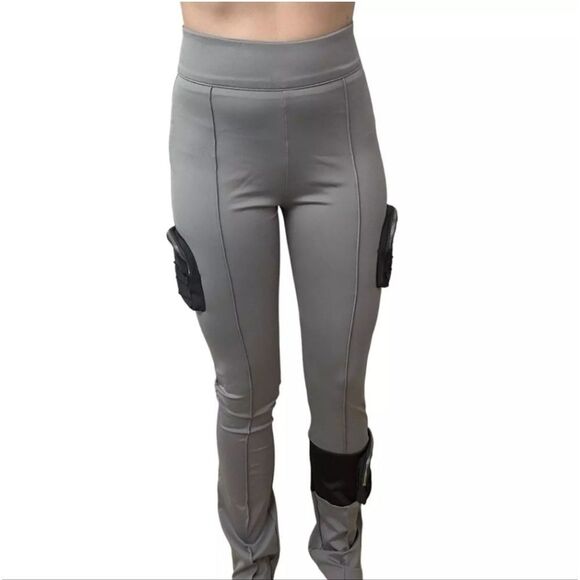 Maniere De Voir Stylish Silver Gorpcore Pants with Cargo Pockets Size 4 - Picture 2 of 16